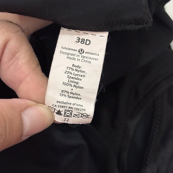 Lululemon Ta Ta Tamer Bra Black Strong Support Size 38D  Full Coverage - Picture 6 of 6